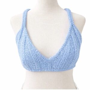 For Love & Lemons Crochet Bralette Ice Blue Knit Size XS